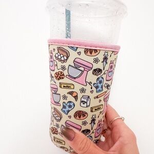Pink and Butter Baking Patterned Cup Sleeve